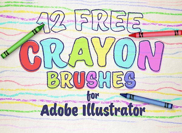 12可用于AI的蜡笔效果笔刷工具素材 12 Free Wax Crayon Effect Brushes for Adobe Illustrator