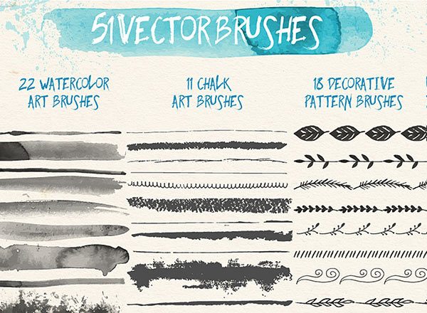51个AI矢量笔刷工具素材 51 Free Vector Brushes
