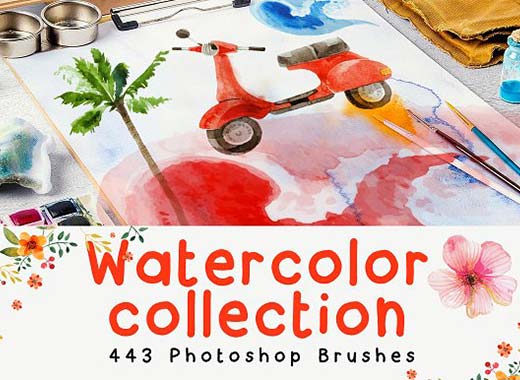443个水彩风格的PS笔刷工具素材下载 443 Photoshop Brushes [abr]