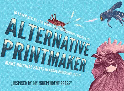 Alternative Printmaker–打造另类版画效果的PS笔刷工具素材下载[abr,pat,grd,psd]