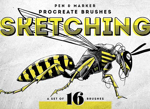 16个手工绘画笔刷工具素材下载 Sketching Procreate brushes [brush For iOS]