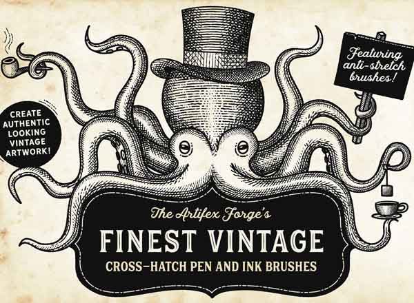 一组复古纹理画笔素材打包下载[ai,pdf]