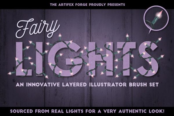 彩色小灯彩灯图案AI笔刷工具素材 Fairy Light Brushes