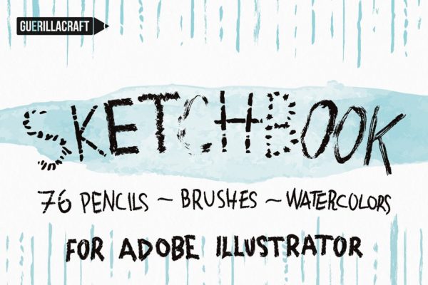 76款铅笔素描笔画AI笔刷工具素材 Sketchbook Brushes for Illustrator