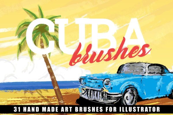 复古古巴风格元素AI笔刷工具素材 Cuba Illustrator Brushes