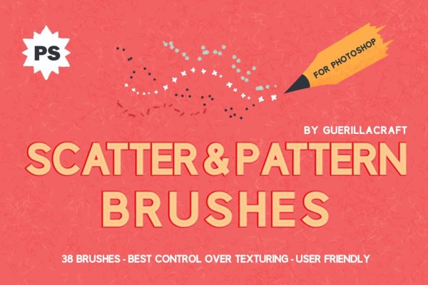 分散圆点和图案纹理AI笔刷工具素材 Scatter&Pattern Photoshop brushes