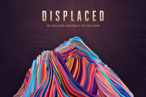 创意抽象纹理系列：80个3D立体抽象形状&PS笔刷工具素材 Displaced