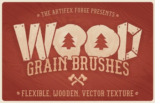 横截面&纵截面木纹AI笔刷工具素材 Wood Grain Brushes