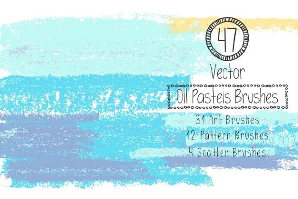 蜡笔画笔笔画&图案AI笔刷工具素材合集 Oil Pastels Brushes Collection