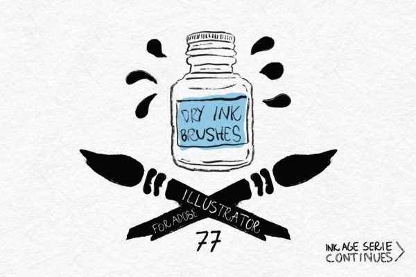 干油墨笔迹笔触AI笔刷工具素材 Dry Ink Brushes