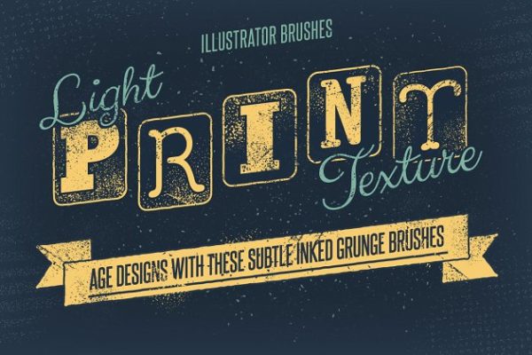 墨水印刷噪点&半色调文本AI笔刷工具素材 Light Print Texture Brushes