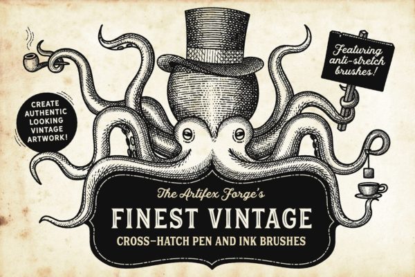 复古线条纹理AI笔刷工具素材 Finest Vintage – Illustrator Brushes