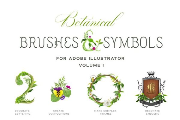植物图案AI笔刷工具素材与符号 Botanical Brushes & Symbols