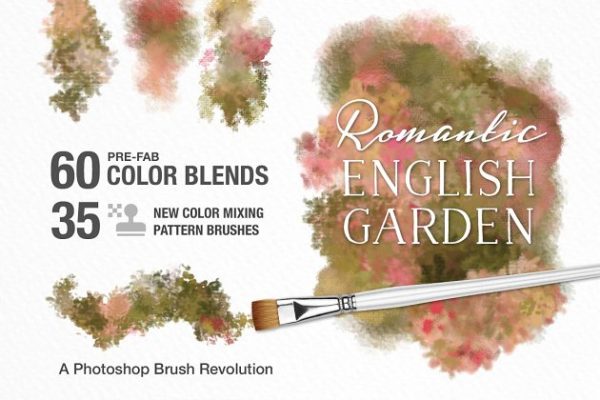浪漫英式花园色彩颜色PS笔刷工具素材 Romantic English Garden PS Brushes