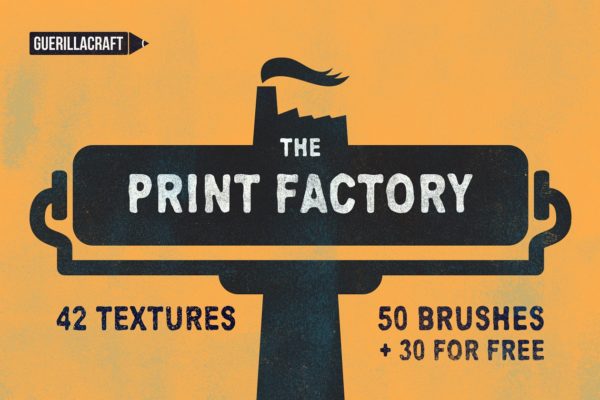 50款墨水漆刷纹理PS笔刷工具素材 The Print Factory