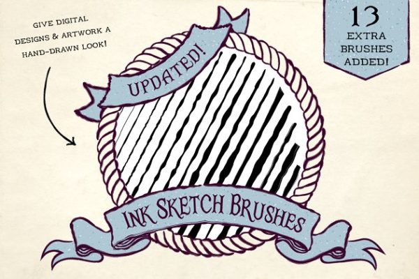 钢笔素描笔画AI笔刷工具素材 Ink Sketch Brushes