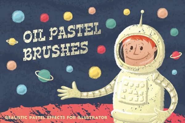 蜡笔笔画笔迹AI笔刷工具素材 Oil Pastel Brushes