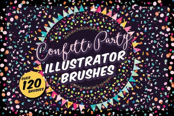 彩绘派对画笔AI笔刷工具素材 Confetti Party Illustrator Brushes