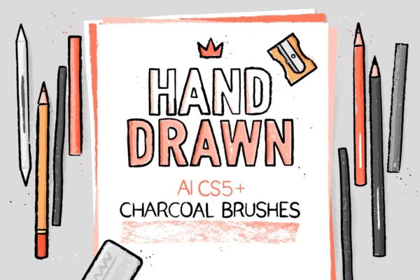 碳画笔AI笔刷工具素材 Charcoal AI brushes