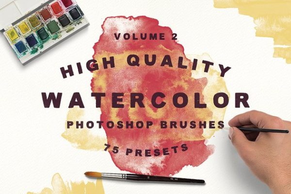 75款水彩笔画PS笔刷工具素材 75 Watercolor Brushes – Vol.2