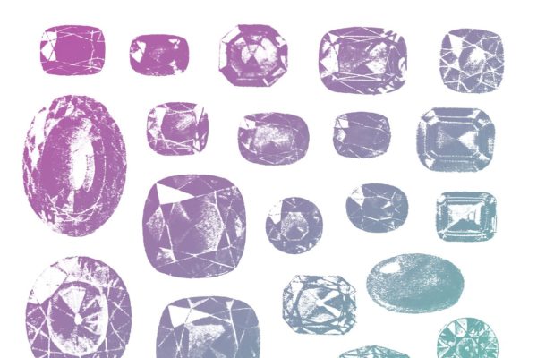 30款复古宝石图形PS笔刷工具素材 30 Vintage Gemstone PS Brushes