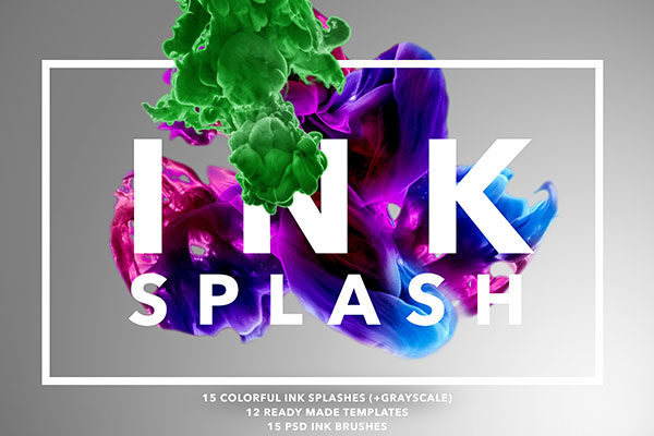 I N K Splash Bundle-漂亮的彩色墨水在水中的状态的PS笔刷工具素材下载[psd,png,jpg,abr]