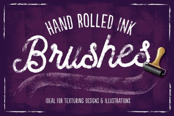 墨辊印刷效果AI笔刷工具素材 Hand Rolled Ink Brushes