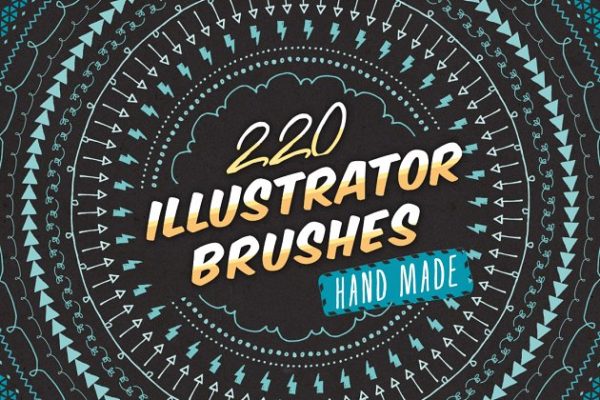 220款素描图案线条AI笔刷工具素材 220 Sketched Illustrator Brushes