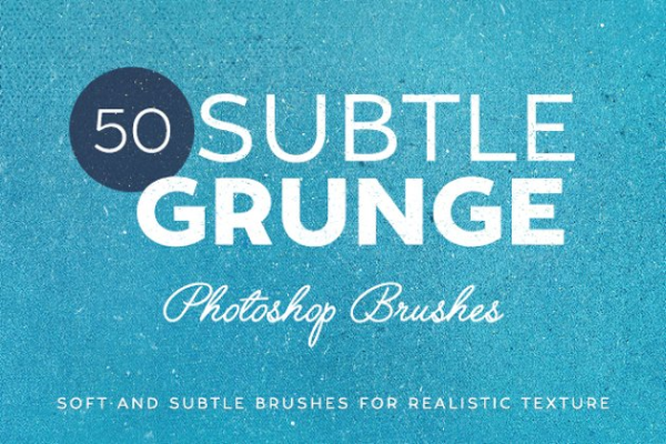 50款沙砾沙子纹理PS笔刷工具素材 50 Subtle Grunge Brushes