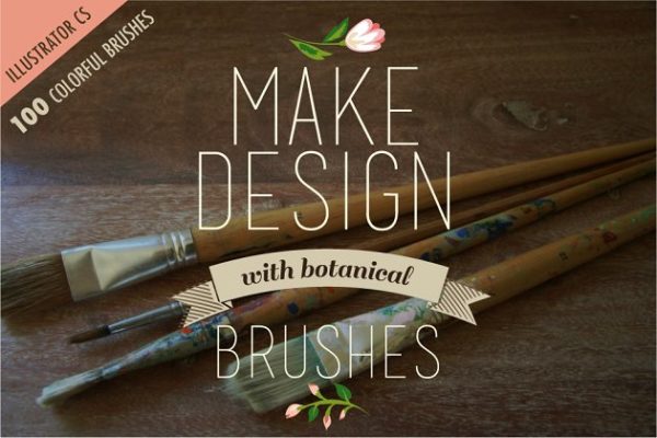 100多彩植物图案AI笔刷工具素材 100 Colorful botanical brushes