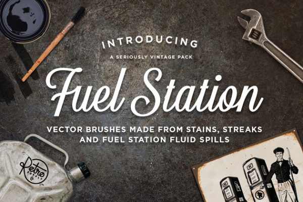 燃料汽油污垢AI笔刷工具素材 Fuel Station | Vector Grime Brushes