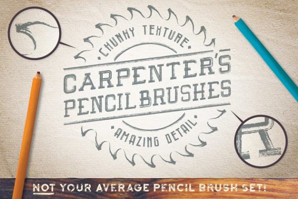 木匠铅笔笔画AI笔刷工具素材 Carpenter’s Pencil Brushes