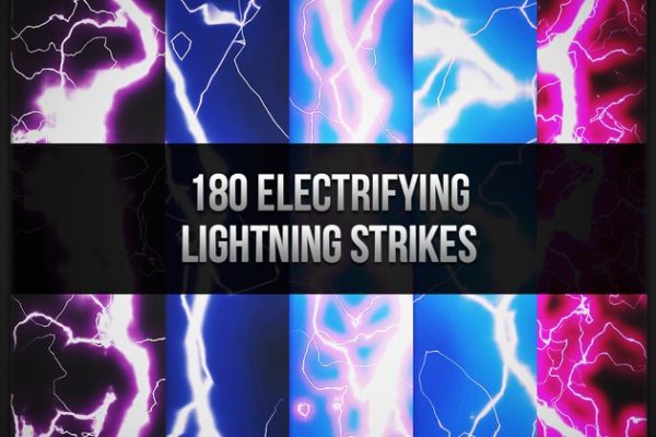 180种电流通电效果PS笔刷工具素材 180 Electrifying Lightning Strikes