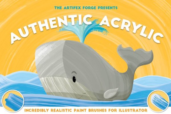 丙烯酸颜料AI笔刷工具素材 Authentic Acrylic Brushes