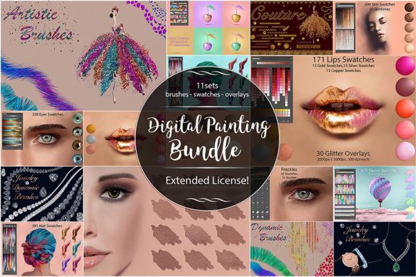 数码人像绘画终极笔刷工具素材套件 Digital Painting Bundle