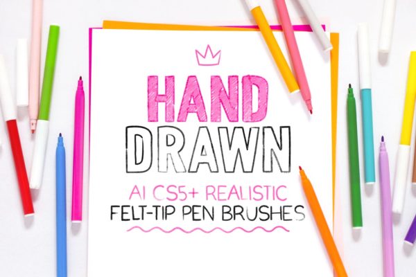 逼真栩栩如生毛毡笔AI笔刷工具素材 Realistic felt-tip pen AI brushes