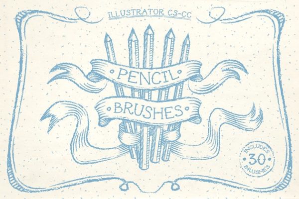 各种铅笔笔画AI笔刷工具素材 Pencil Brushes