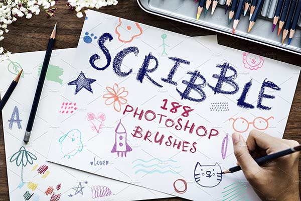 趣味的蜡笔PS笔刷工具素材下载 Scribble-PS Brushes [abr]