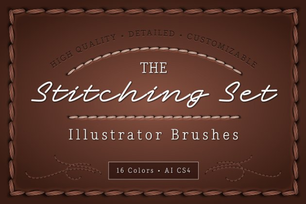 逼真缝合缝制线条AI笔刷工具素材 The Stitching Set – AI Brushes