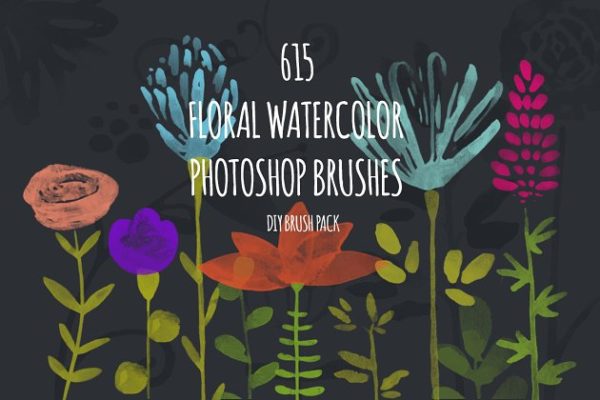615款水彩画笔PS笔刷工具素材 615 PS Watercolor Brushes