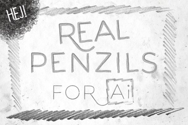 逼真铅笔笔画笔迹AI笔刷工具素材 REAL PENZILS FOR Ai
