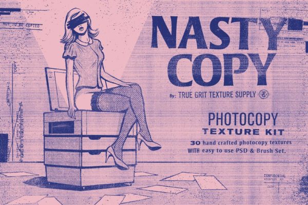 磨损的影印纹理&笔刷工具素材 NASTY COPY Photocopy Texture Kit