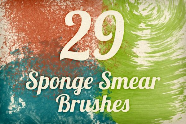 海绵涂抹刷PS笔刷工具素材v1 Sponge Smears Brush Pack 1