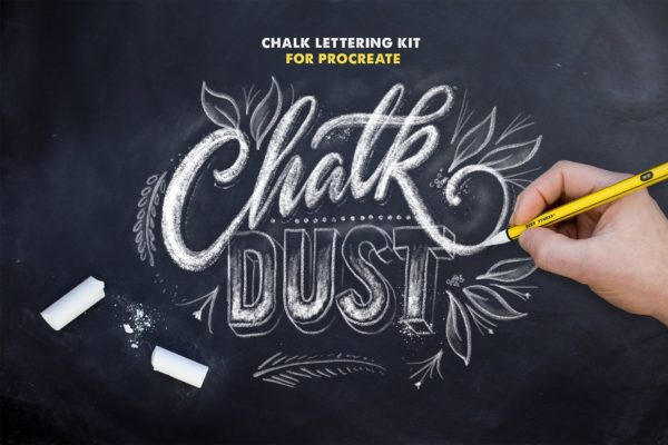 粉笔字体Procreate笔刷工具素材 Chalk Dust – Procreate Lettering Kit