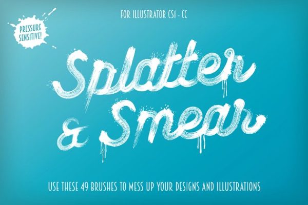 飞溅涂抹效果AI笔刷工具素材 Splatter & Smear Brushes