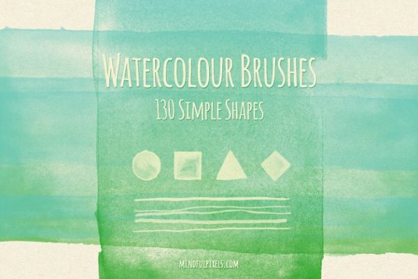 简约水彩图形PS笔刷工具素材v1 Watercolor Brushes Vol. 1