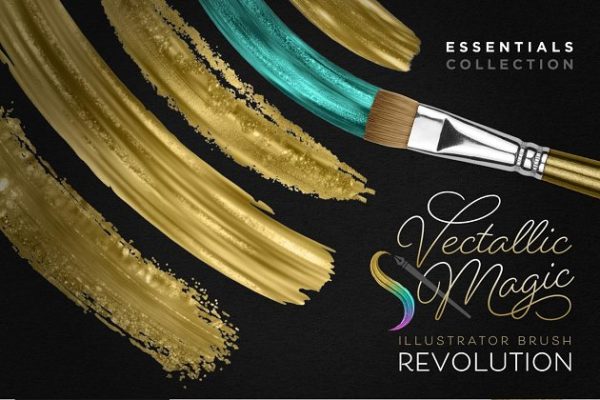 惊人美丽的金属油漆AI笔刷工具素材 Vectallic Magic Brush Revolution!