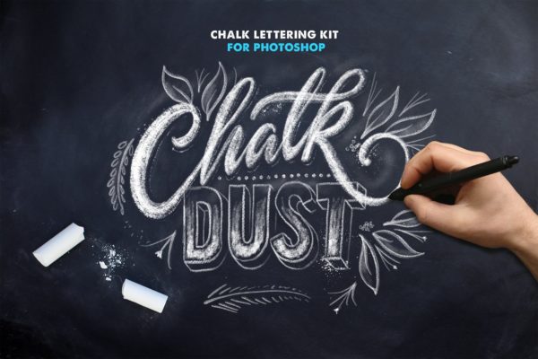 粉笔字体PS笔刷工具素材 Chalk Dust – Photoshop Lettering Kit