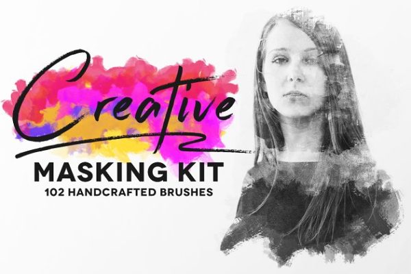 手工绘制画笔纹理PS笔刷工具素材 Creative Masking Kit