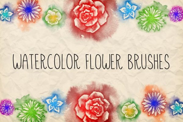 水彩手绘花卉图案PS笔刷工具素材 Watercolor Flowers Brush Pack 1